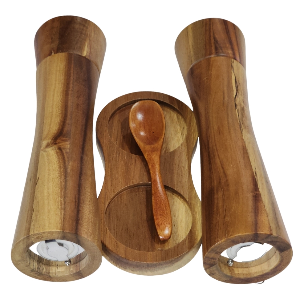 Wooden Salt and Pepper Grinder Set - Picture 2 of 12